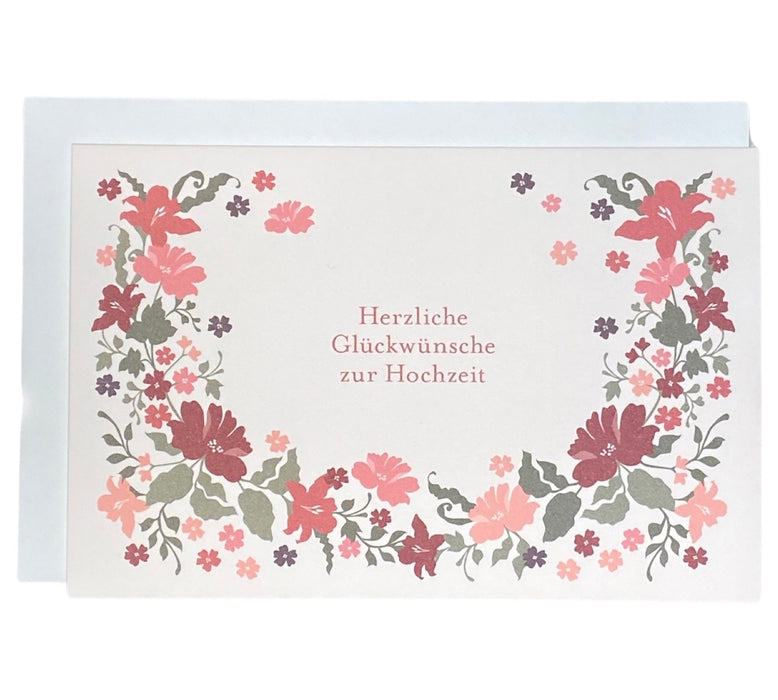 Hochzeitskarte "Herzliche Glückwünsche zur Hochzeit " Blumenkranz