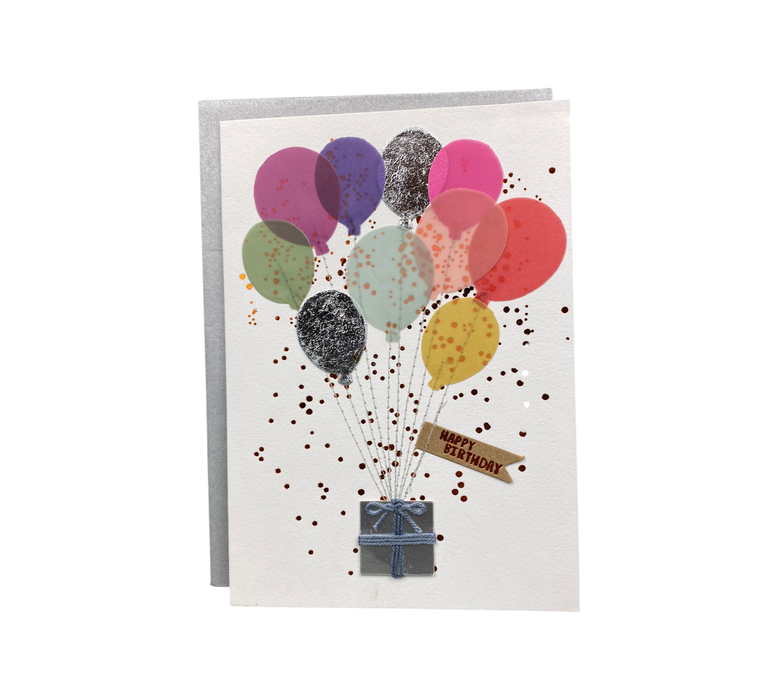 Bunte Ballon Karte " Happy Birthday "