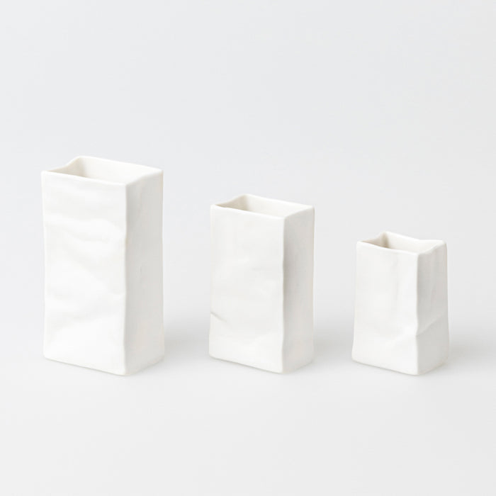 Vase mini Porzellantüte Set aus 3 weiß