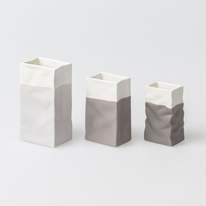 Vase mini Porzellantüte Set aus 3 Grautöne