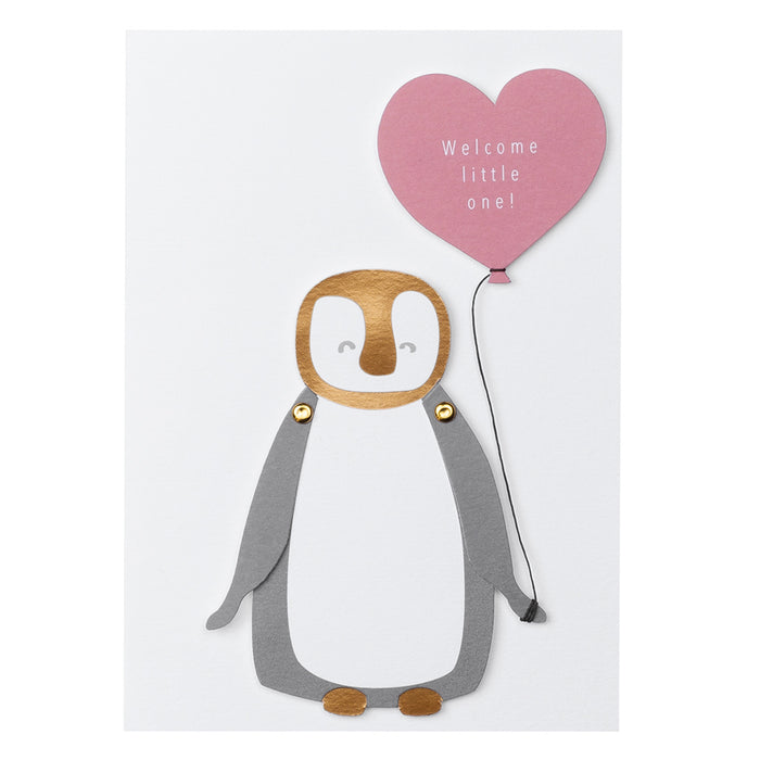Tierische Babykarte Pinguin Welcome little one -