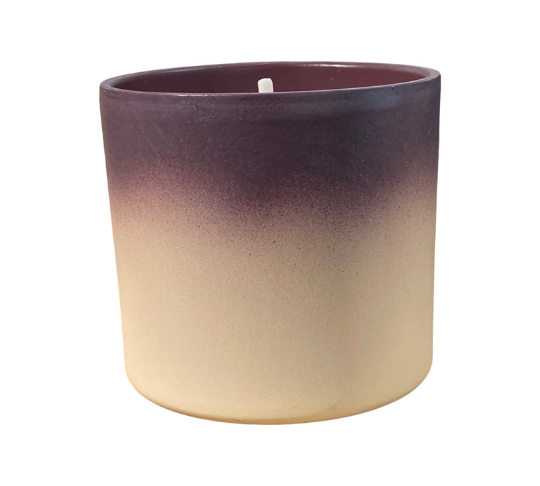 Small pottery candle schwarz/lila Citronella Hibiscus