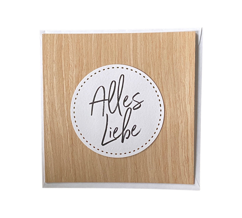 Holzkarte " Alles Liebe "